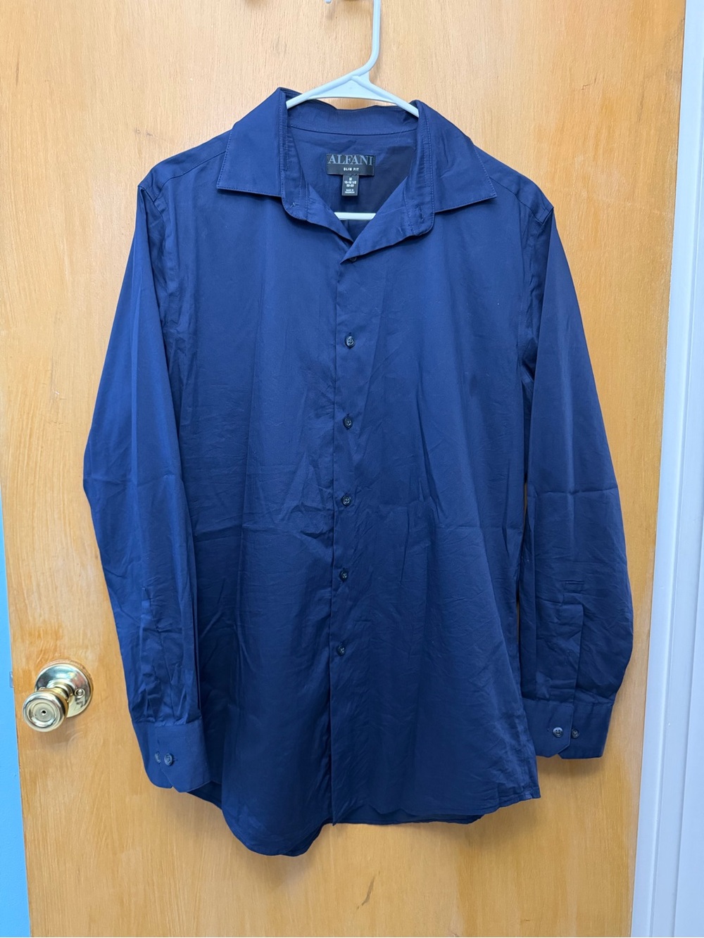 Alfani Men's Navy Long-Sleeve Button-Up Shirt